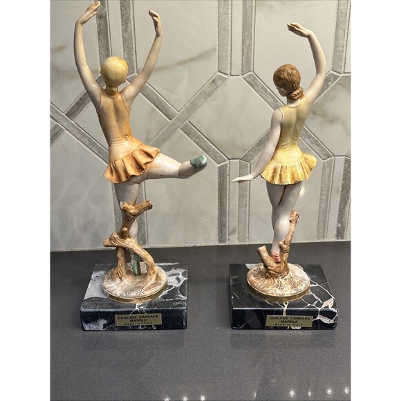 TWO Vintage Simonetti Depose Italy Ballerina Figurines #351 & 352 Carrara Marble - Picture 10 of 15